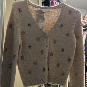 floral beaded english factory cardigan